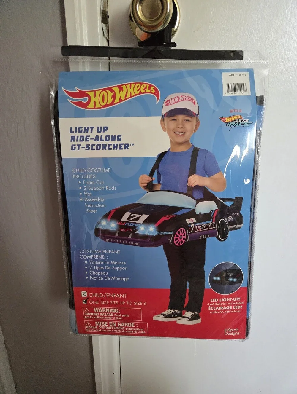 Brand New Hot WheelsLight Up Ride-Along GT-Scorcher Kids Costume - Black/Pink